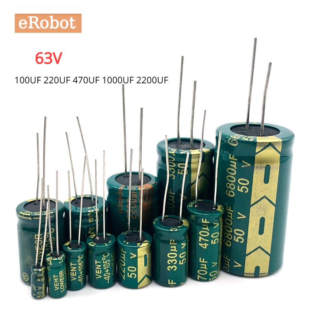 50pcs 63v High Frequency Low Esr Aluminum Electrolytic Capacitor 100uf 220uf 470uf 1000uf 2200uf 4095