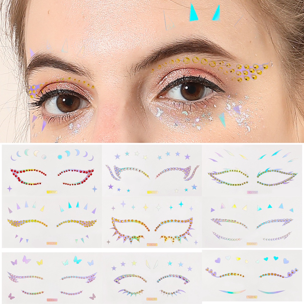 Laser Gem Diamond Eyeliner Stickers Face Laser Makeup Sticker Acrylic ...