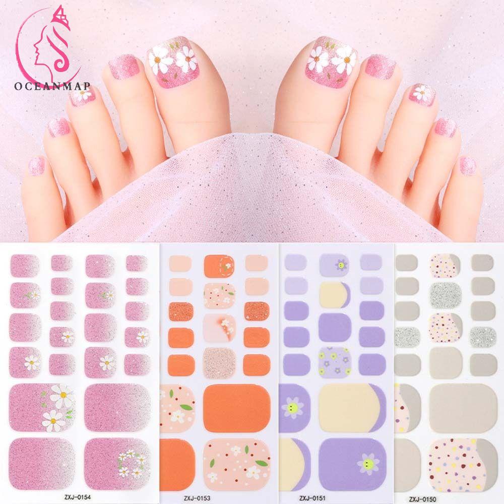 OCEANMAP Toe Nail Stickers Waterproof Fashion Adhesive Foil Stickers