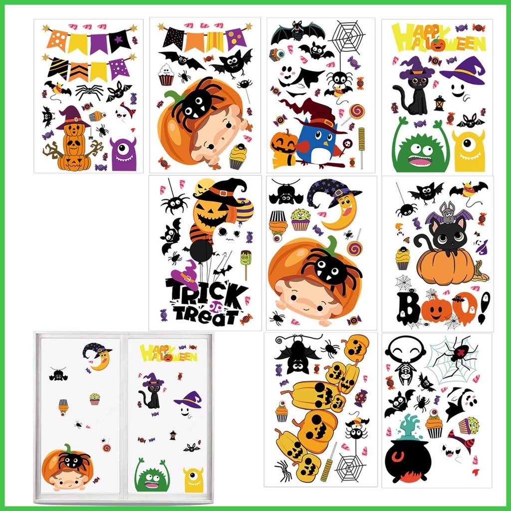 Cute Halloween Window Clings 9 Sheets Scary Silhouette Decorations