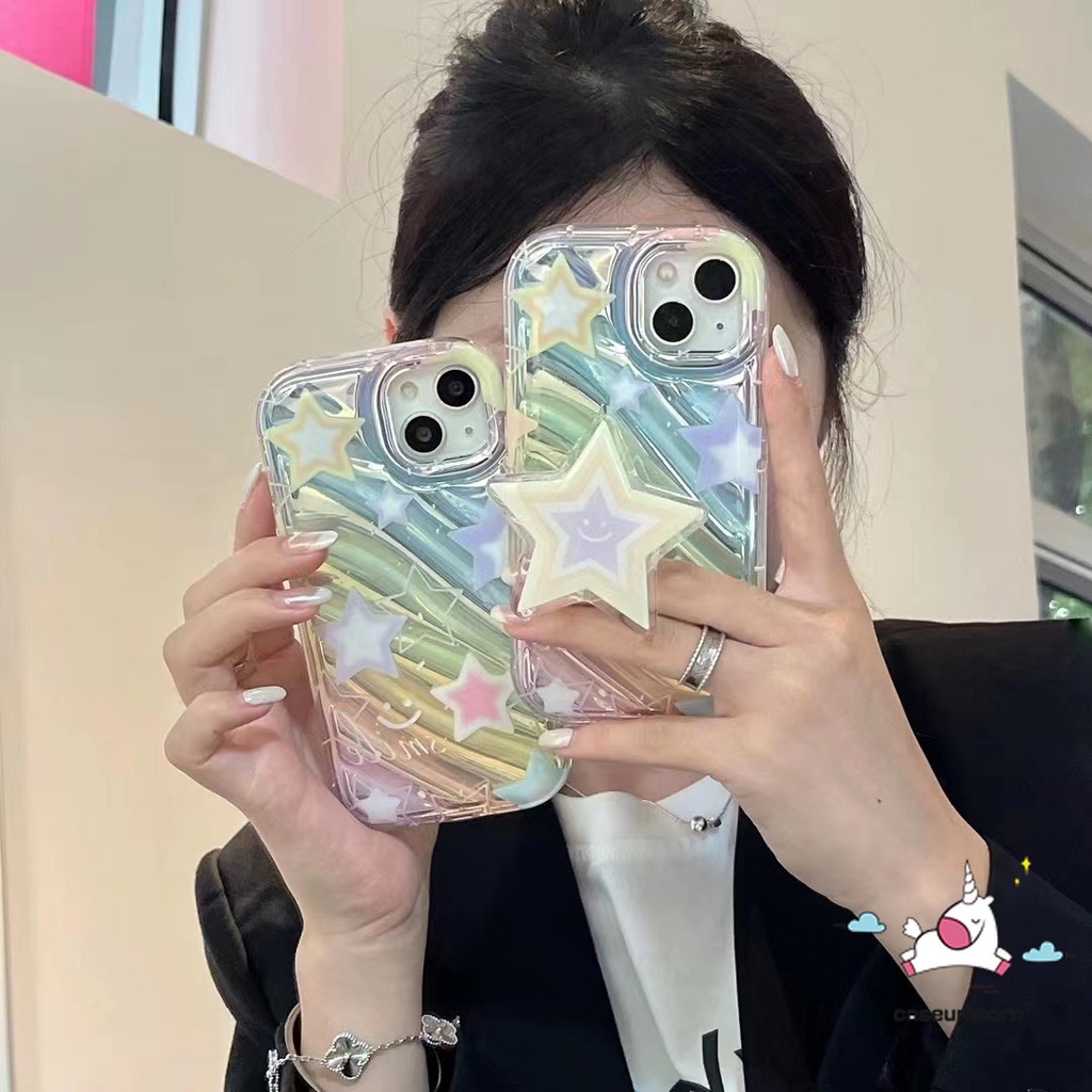 Glitter Stars Smile Casing Compatible for iPhone 11 14 15 13 12 Pro Max ...