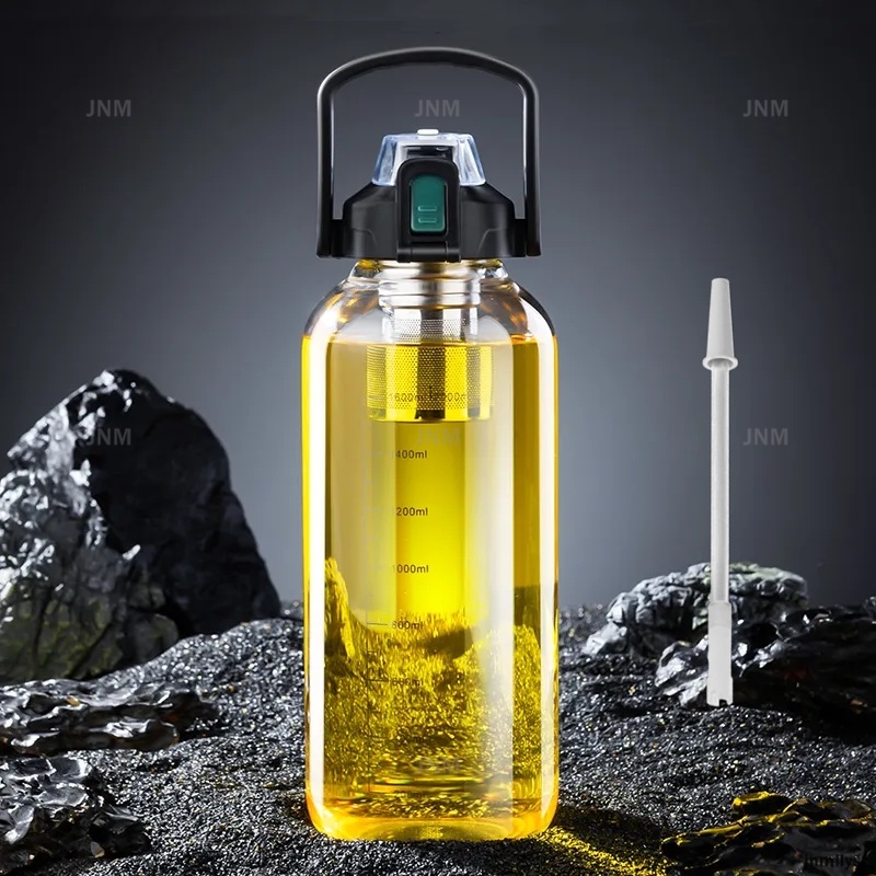 1L/1.5L/2L Glass Water Bottle with Graduated Straw Large Capacity Portable  Water Cup Sport Gym Transparent Glass Water Bottle | Shopee Philippines