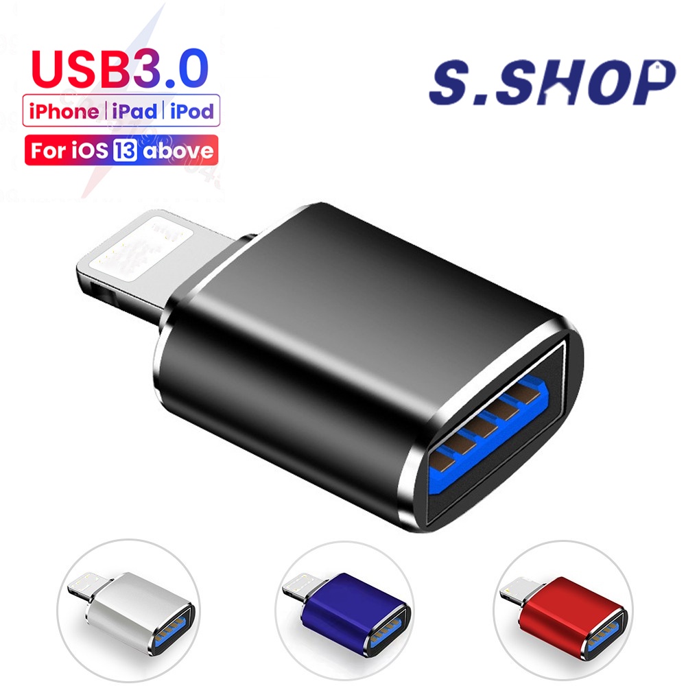 USB OTG Adapter For iPhone 14 13 12 11 Pro XS Max XR X Plus 6s iPad  Lightning Male to USB Adapter for iOS 13 above
