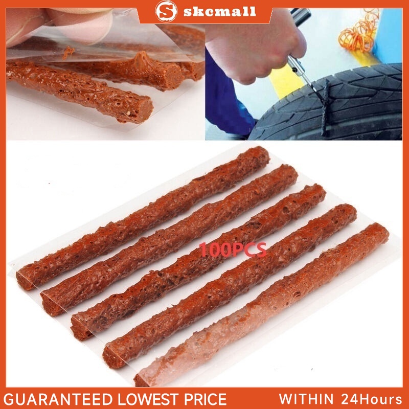 100Pcs Car Bike Tyre Tubeless Seal Strip Plug Tire Puncture Repair Seal ...