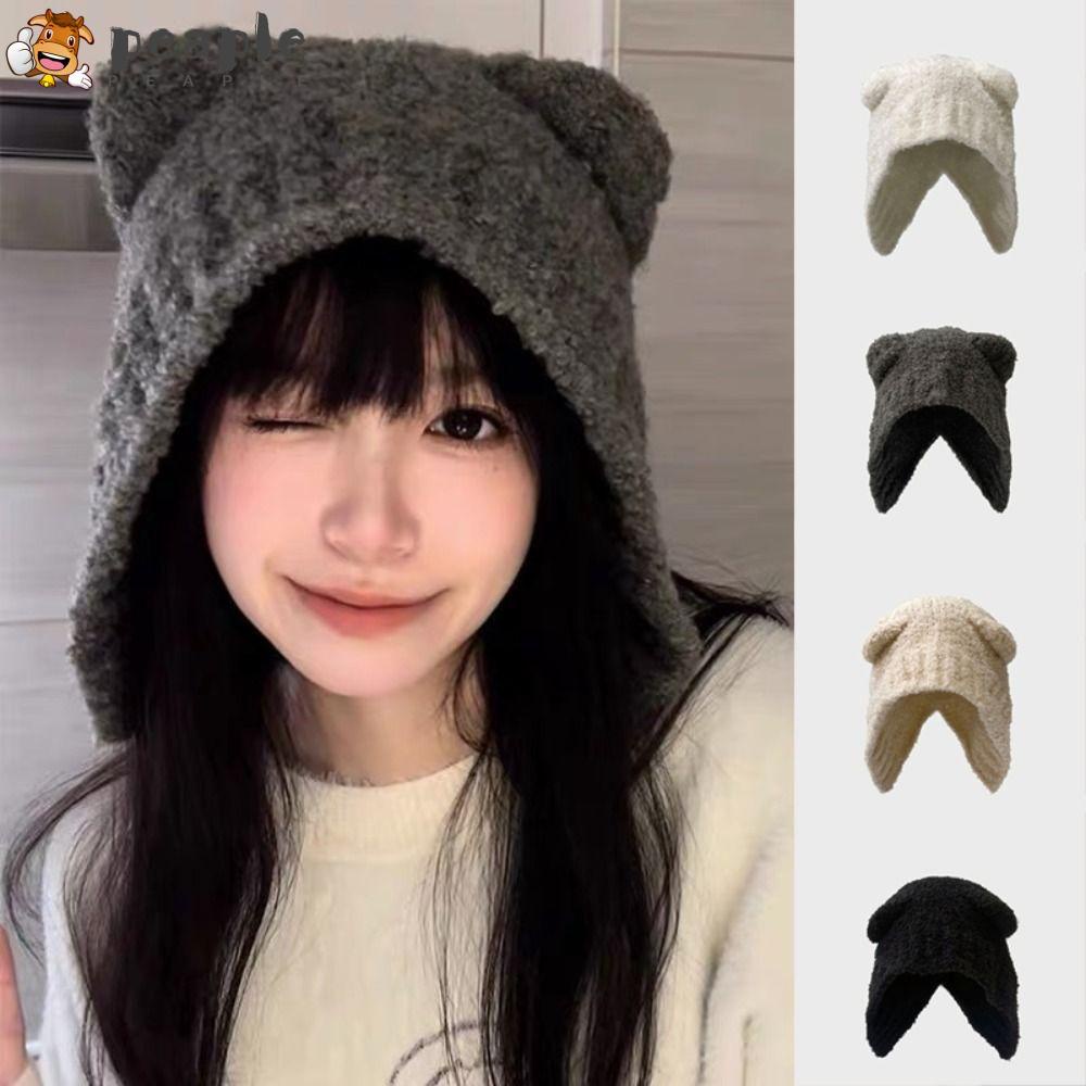 PEAPLE Y2K Crochet Knitted Beanie Hat Couple Autumn Winter Warm Cute