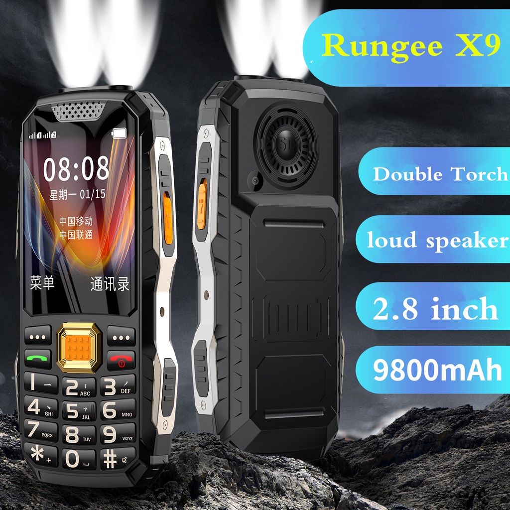 Rungee x9 Rugged Phone GMS 13800mAh battery Dual SIM Dual LED Torch ...
