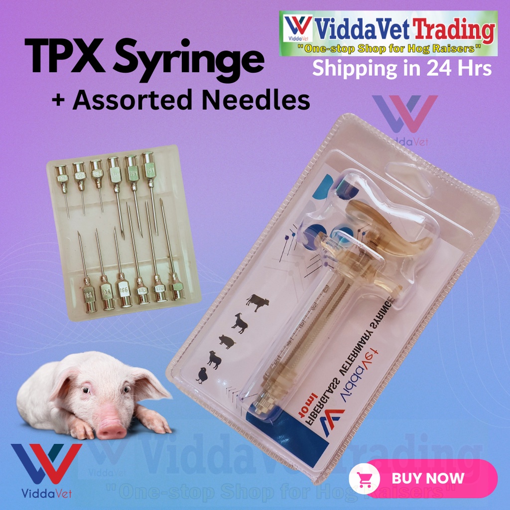 Viddavet 10ml 20ml TPX clear Syringe with assorted needles for animals ...