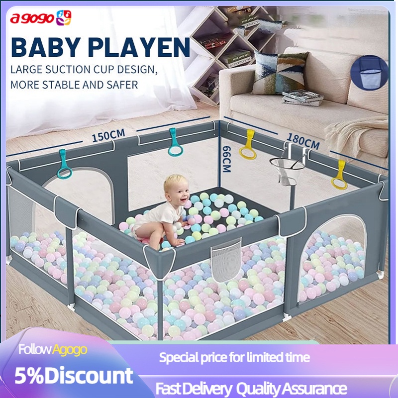 Playpen for Baby Big Baby Playpen with Balls Stainless Steel Frame with