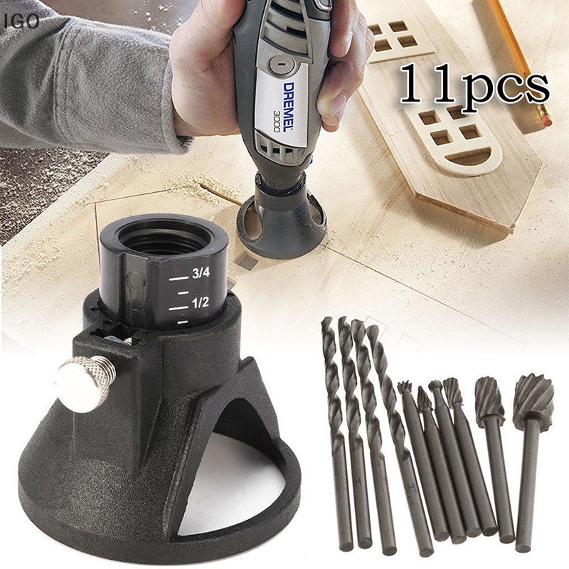 Dremel Rotary Tool Cutting Guide & HSS Router Drill Bits Set - Attachment Kit For DIY & Crafting