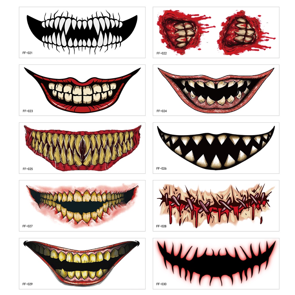 Halloween Face Stickers Funny Costume Party Props Waterproof Tattoo ...