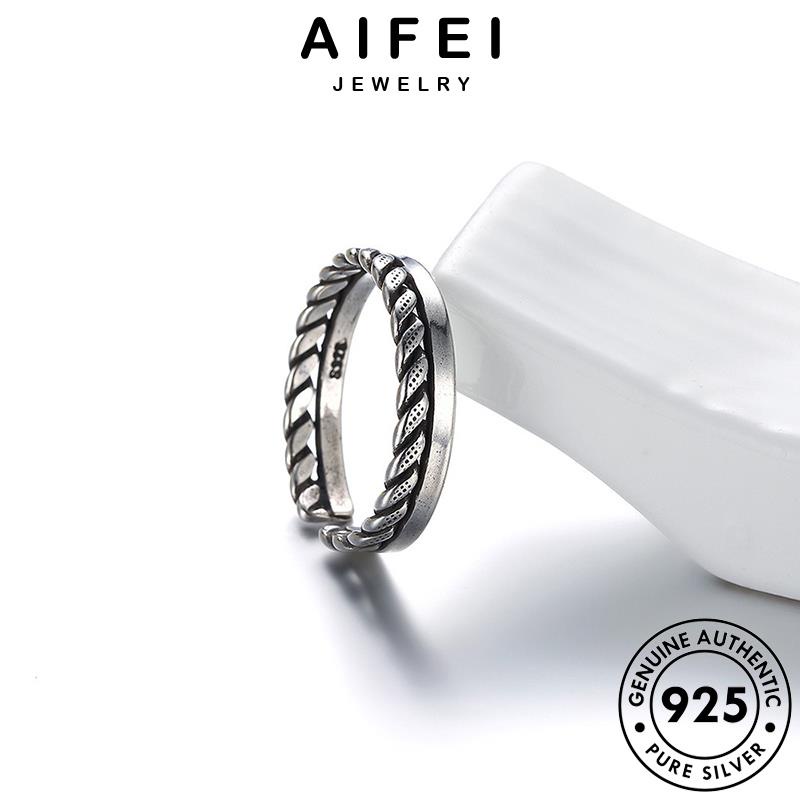 AIFEI JEWELRY Wedding Italy Original Adjustable 925 Pure Ring Silver ...