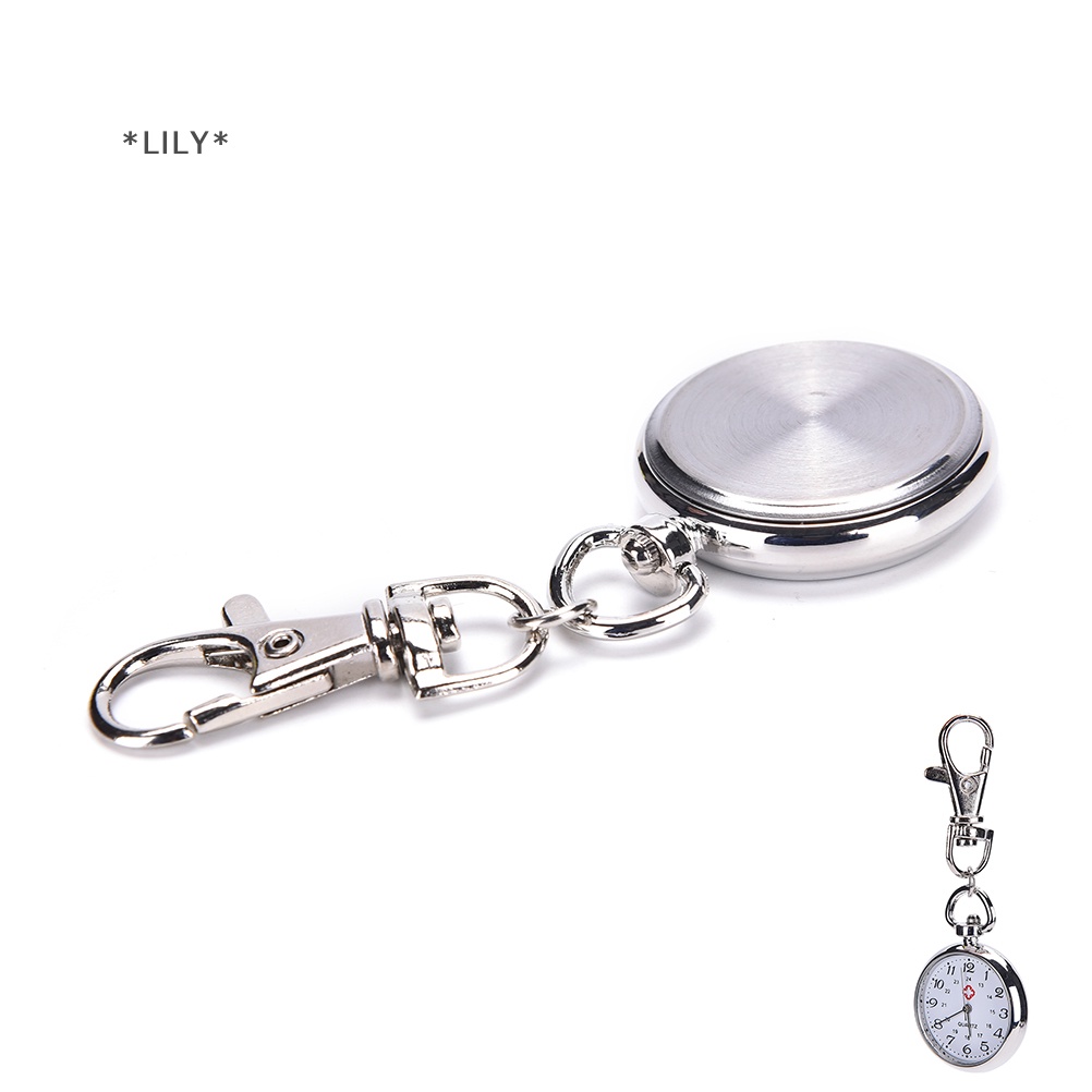 LILY> stainless steel Quartz Pocket Watch Cute Key Ring Chain New Gift ...