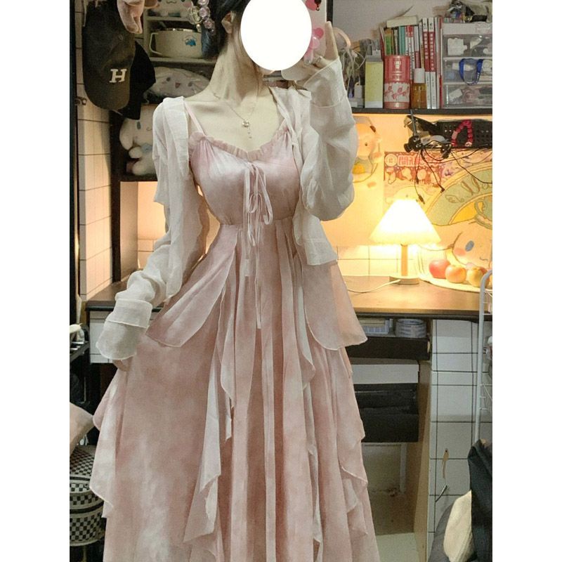 Sweet desire wind ruffled women's dress suit 2023 new temperament waist ...