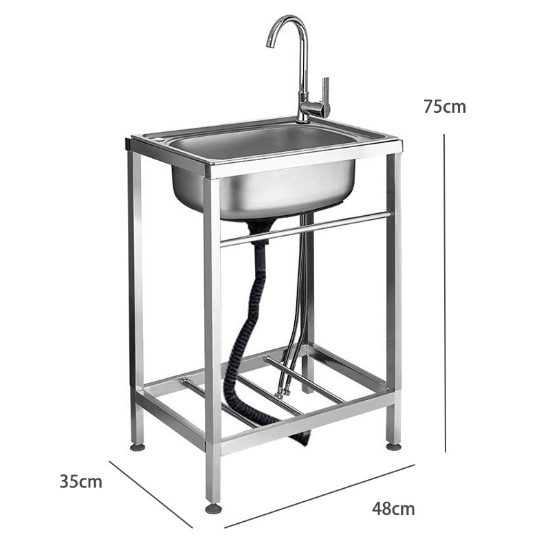 Kitchen Sink Stand Rack 304 Stainless Portable Sink Complete Set With