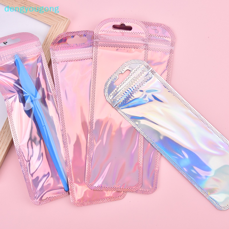 dengyougong 50pcs 4 Styles Laser Packaging Bag Flat Cosmetic Bag ...