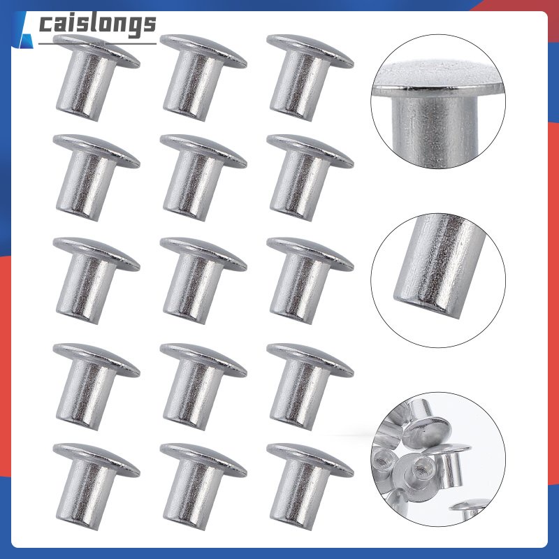 Rivets Flat Aluminum SemiTubular Stainless Steel Metal Silver Tone