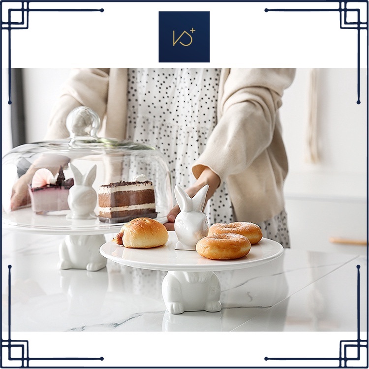 Kitchen Plus Rabbit Cake Stand With Glass Lid / donut stand/ muffin ...