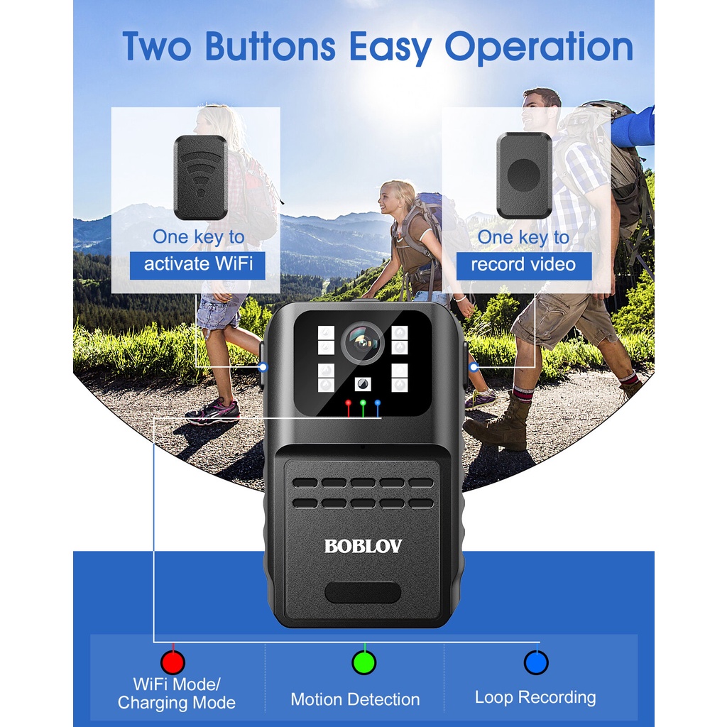 BOBLOV 880W WIFI Mini Body Worn Camera, 880A HD 1080P IR Night Vision ...