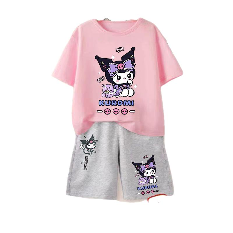 Girl Kuromi Set Suit Kuromi Shirt Top Kuromi Tshirt Shorts Pants Kid's 