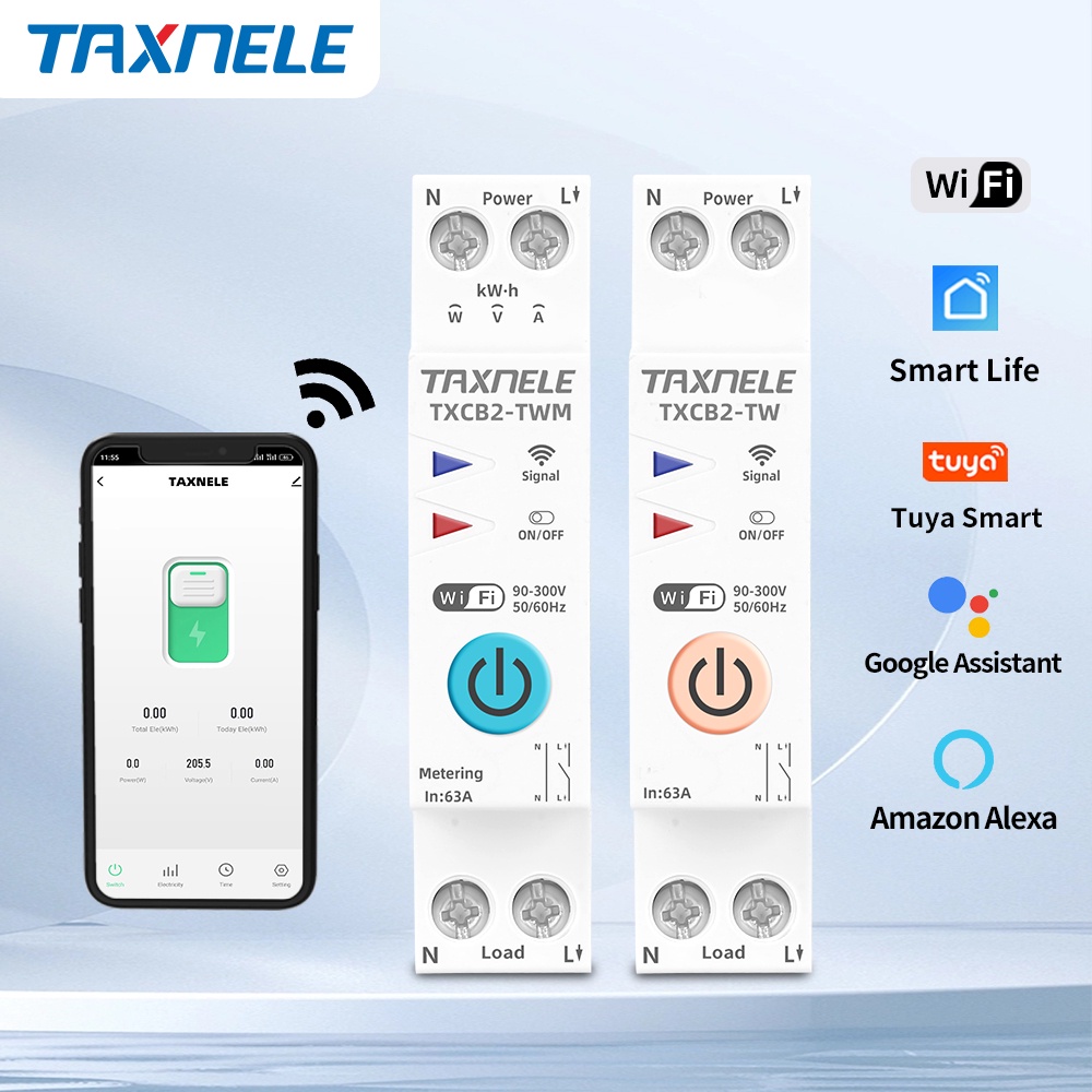 TUYA WiFi Slimme stroomonderbreker Aardlek Over Onder Voltage Protector Relais Schakelaar Energie Power kWh Bidirectionele Meter Elektriciteit Energie Monitor APP Smart Life 230V (100A