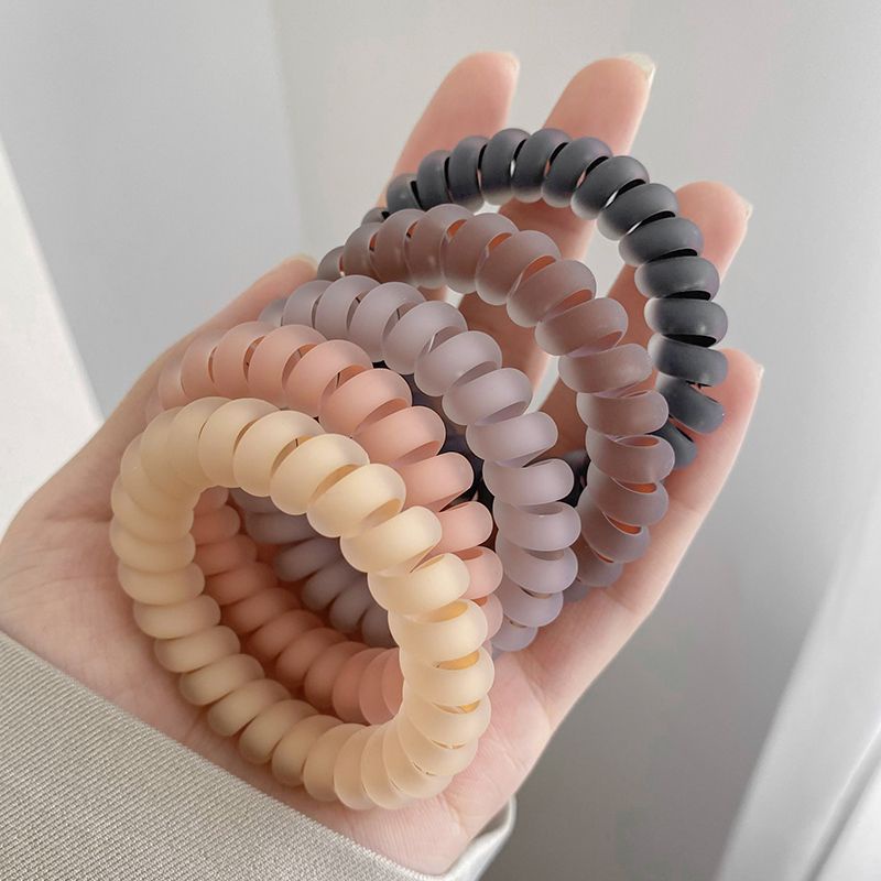 2023 New Jellycolored Frosted Telephone Cord Hair Loop High Stretch Leather Band Women's Tie