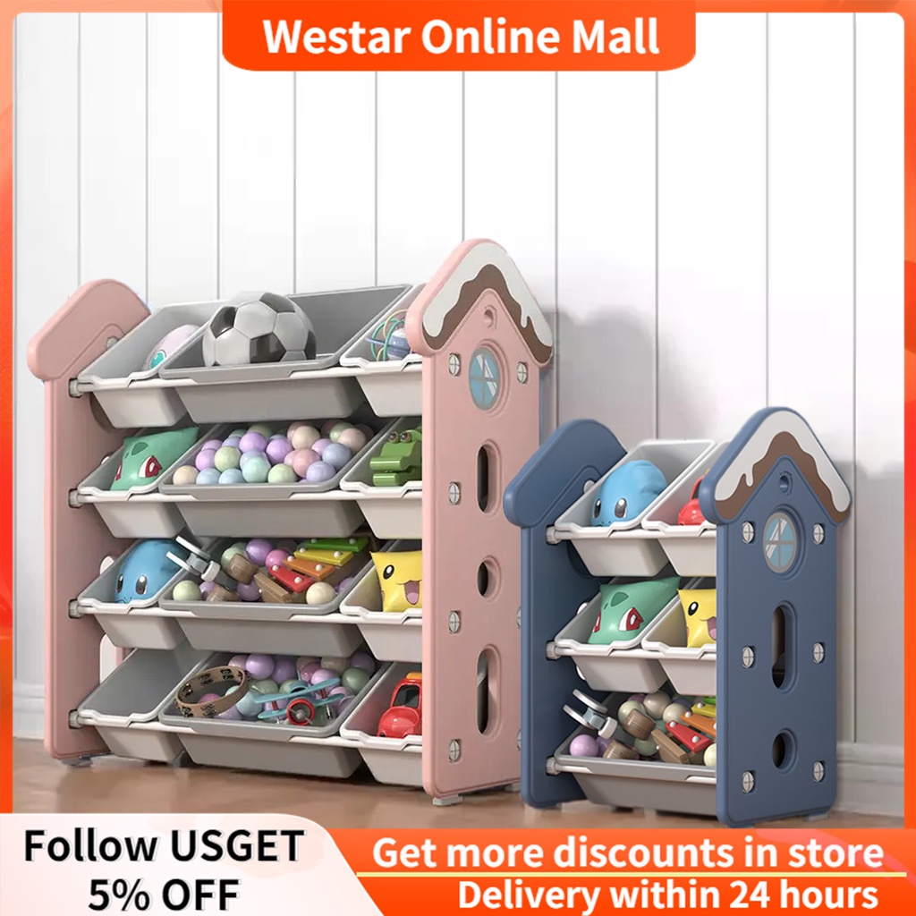 Baby Bookshelf Set Plastic Toy Storage Rack Living Room Simple Super ...