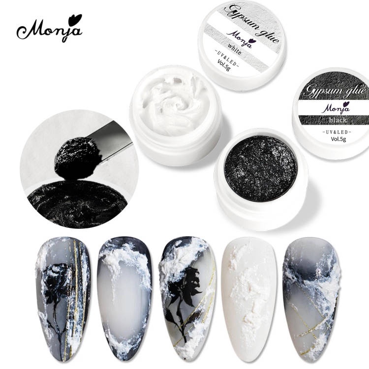 Monja Black White Embossed Sculpture Nail Gel 3d Carved No Wipe ...