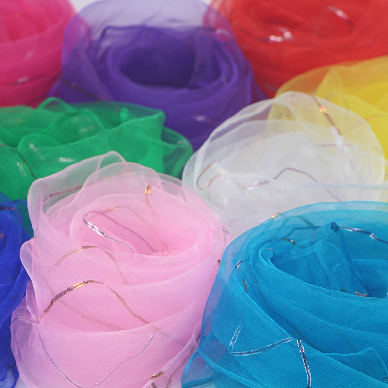 Bright Silk Solid Color Scarf Pure Organza Neck Shawl Sunscreen Thin ...