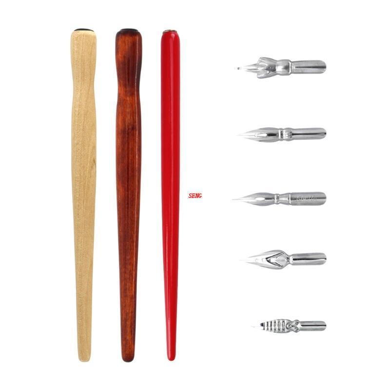 seng Calligraphy Drawing Pen Kits 5 Pen Holders Handles/5 Fountain Pen