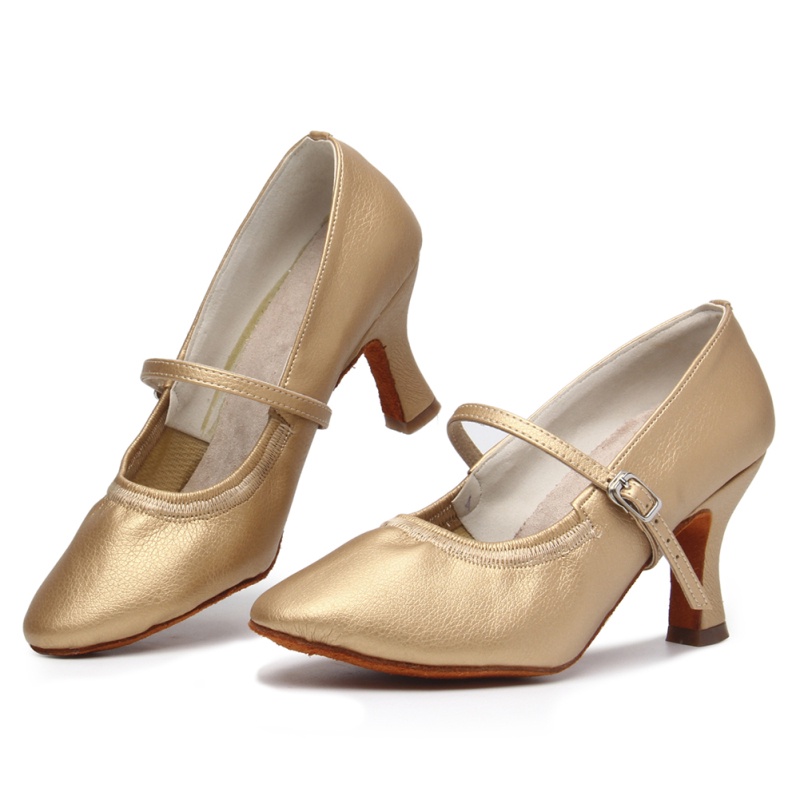 Leather Latin Dance Shoes Women's Adult Soft Sole Tango Standard Dance
