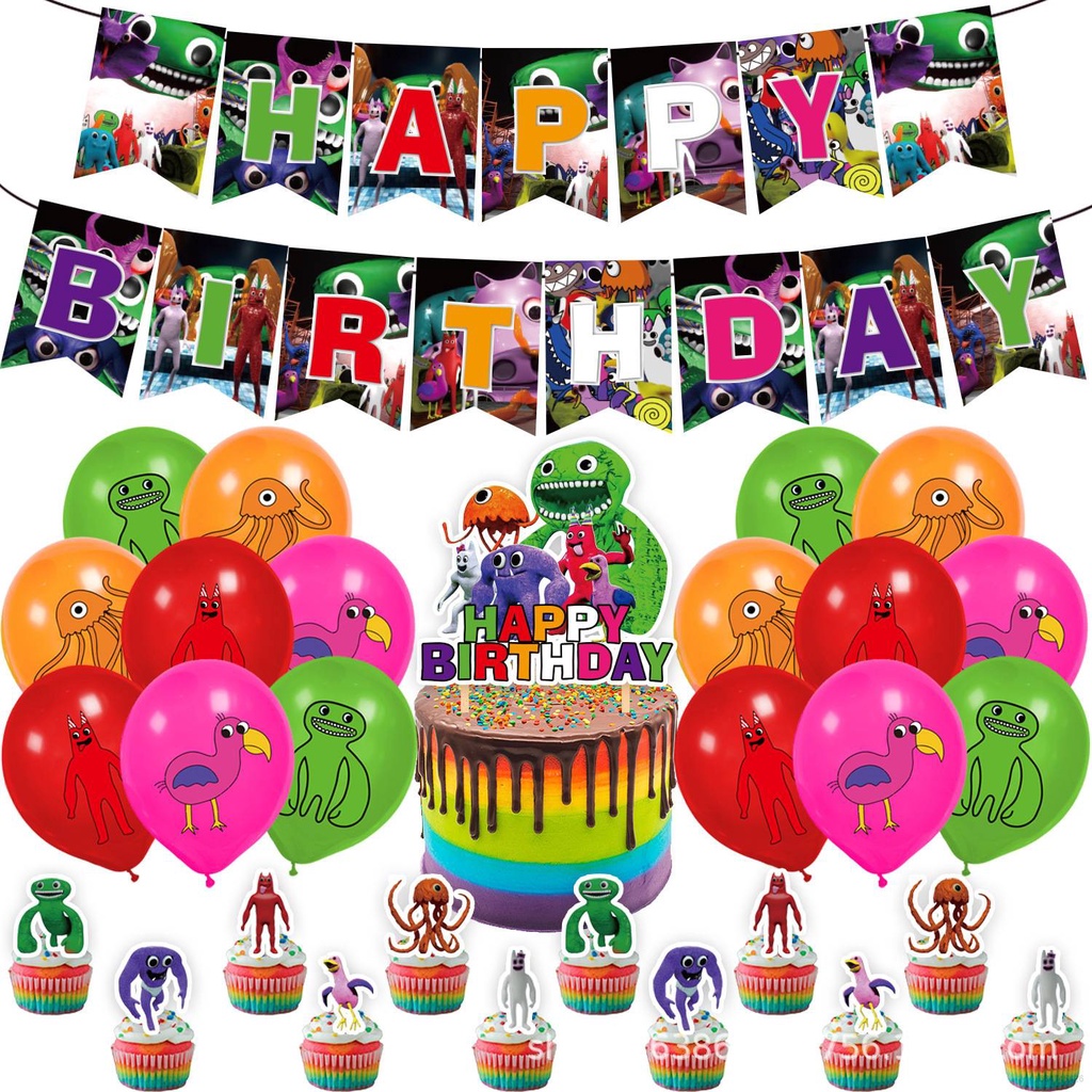 HQ2 Garten of Banban Theme kids birthday party decorations banner cake ...