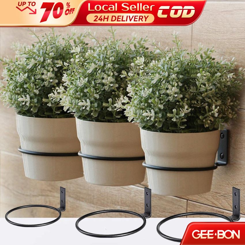 GEEBON Flower Pot Holder Ring Wall Mounted Loading Bracket Metal Plant