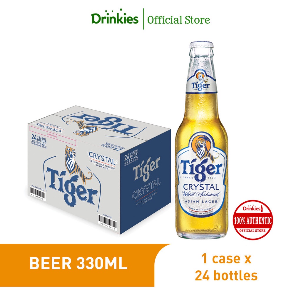 Tiger Crystal Beer 330mL Bottle 24Pack [Pure Malt Lager] Shopee