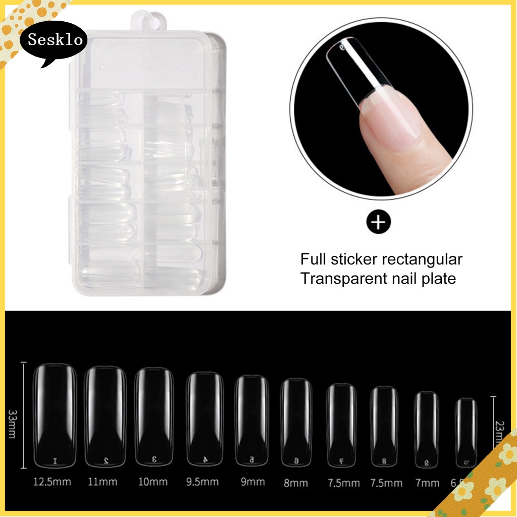 [SK] 100Pcs/Box Easy to Paste Fake Nails Beauty Supplies Clear Cover