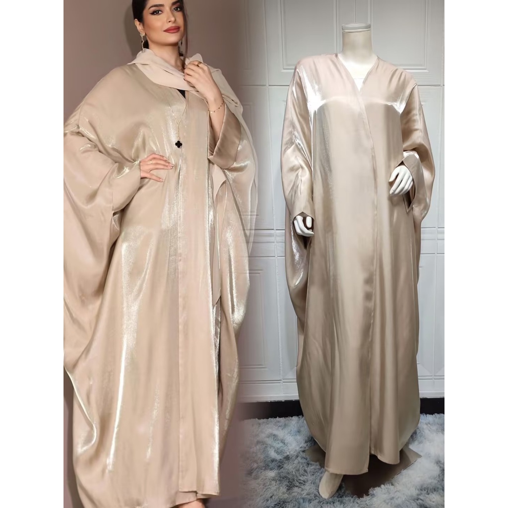 Mq059 Middle East Modest Muslim Fashion Bright Silk Satin Batwing ...