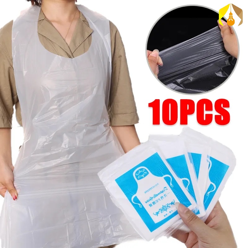 10Pcs/Set Individual Packing Waterproof Disposable Aprons / Plastic ...