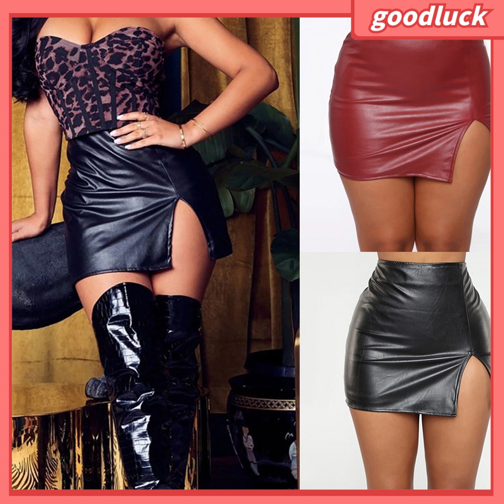 Faux Leather High-Waisted Gathered Mini Skirt