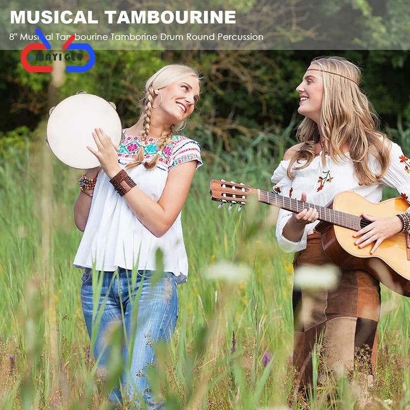 8" Musical Tambourine Tamborine Drum Round Percussion Gift for KTV Party Shopee Philippines