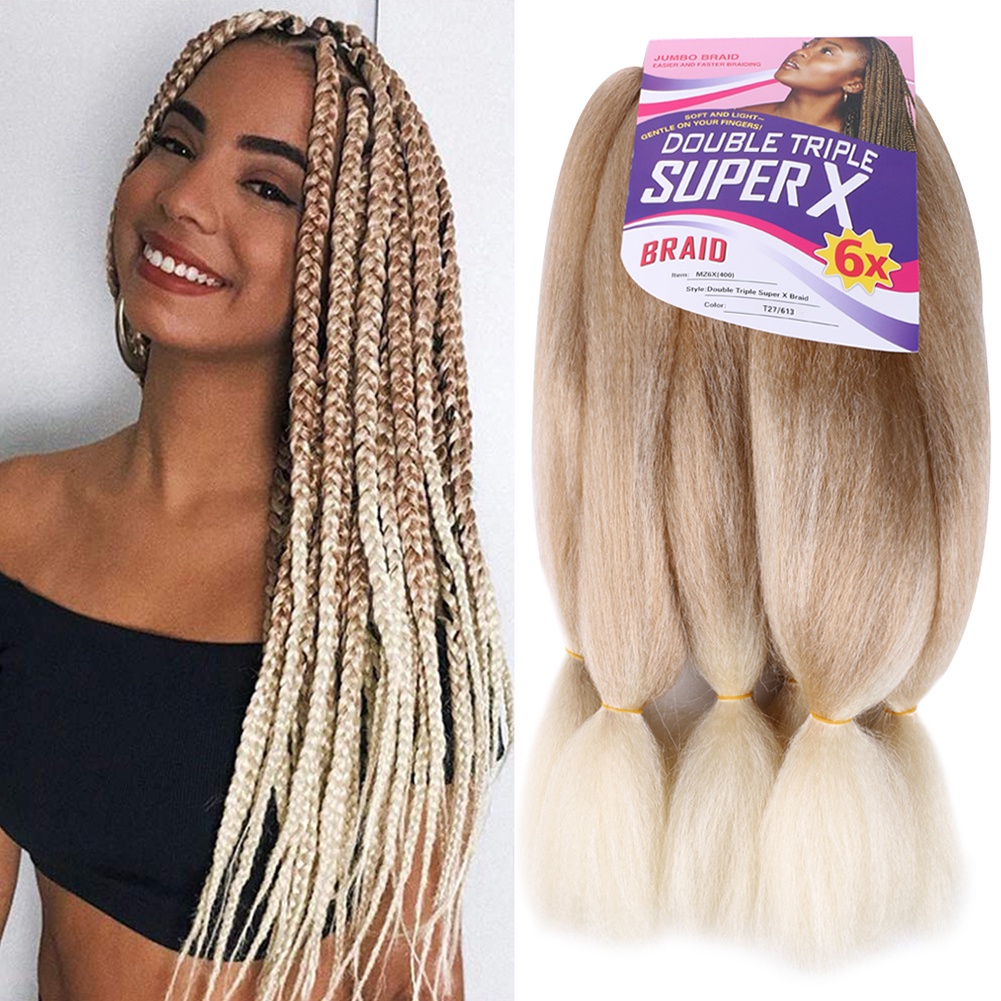 Synthetic 24 Inches 6X Jumbo Box Braids Hair Extensions YAKI Texture