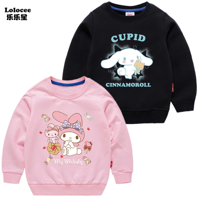 My Melody Cartoon Cute Kuromi Print Pullover Sweatshit Cinnamoroll ...