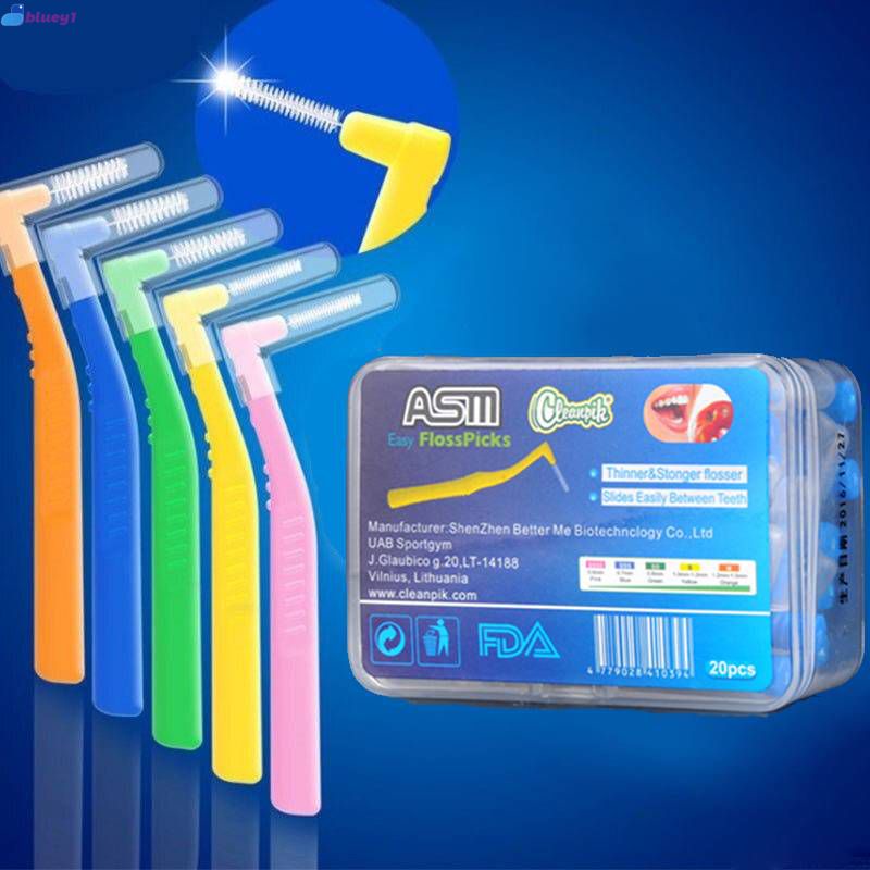 ASM 20pcs Interdental Brush L Shape Dental Floss Toothbrush for