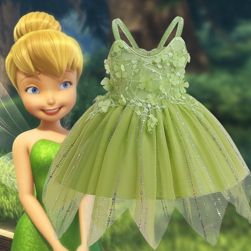 Green Peter Pan Costume Halloween Cosplay Peter Pan Dress Elf Mesh