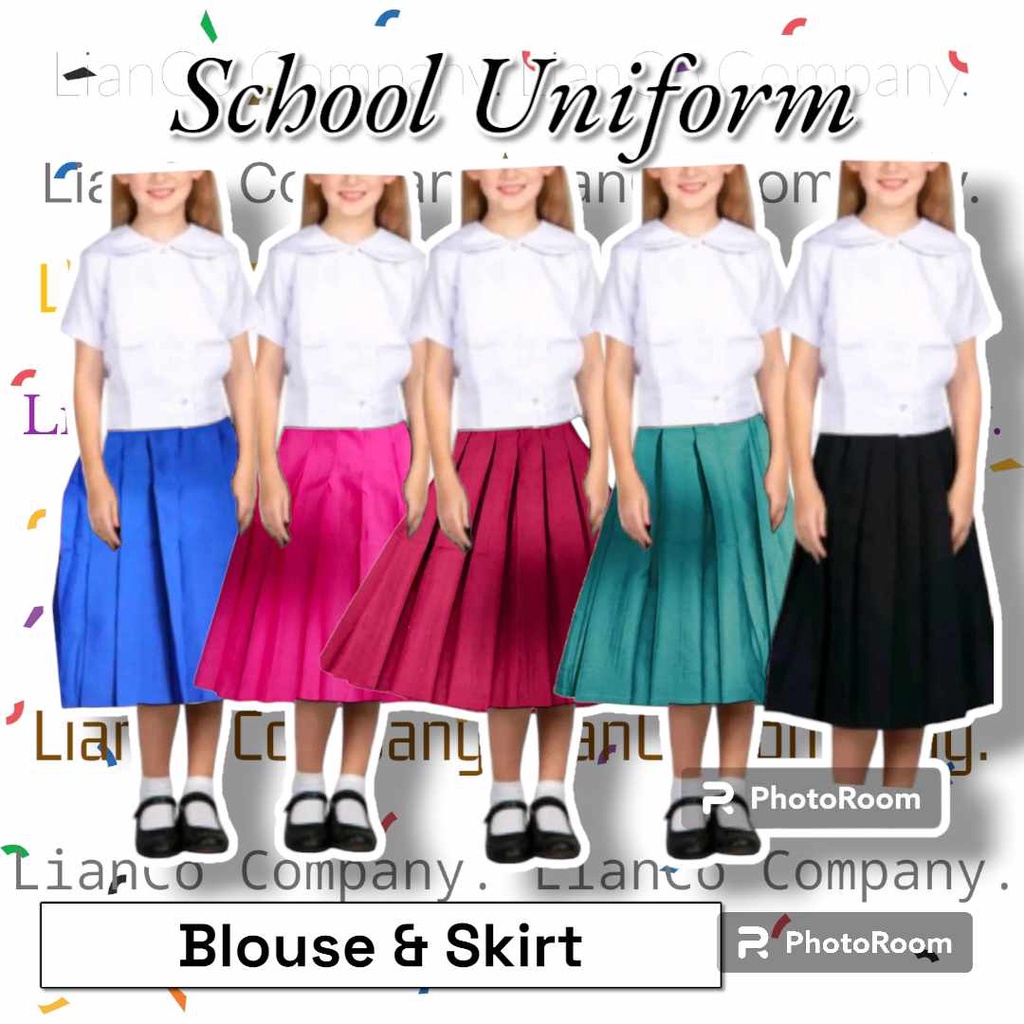 LIANCO'S SCHOOL UNIFORM SET//BLOUSE WITH PLAIN COLORED PALDA //KIDS ...