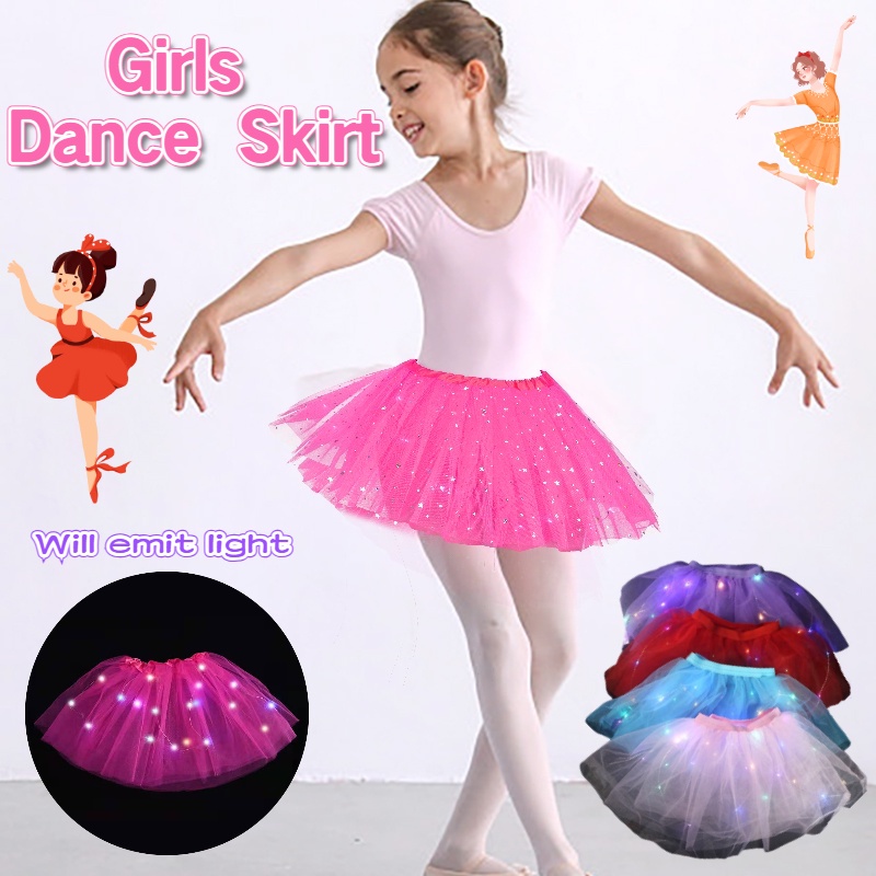 Girls Dance Skirt LED Light Adults Kids Girl Ballet Skirt Fairy Party ...