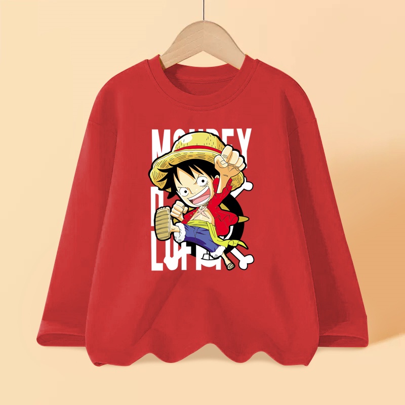 Children ONE PIECE T-shirt Anime Long Sleeve Shirt Teen Boys Luffy ...