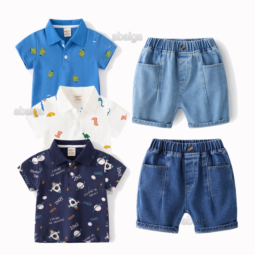 Baby Boy Outfit Maong Short For Kids Boy 1-5 Years Old Short Sleeve 