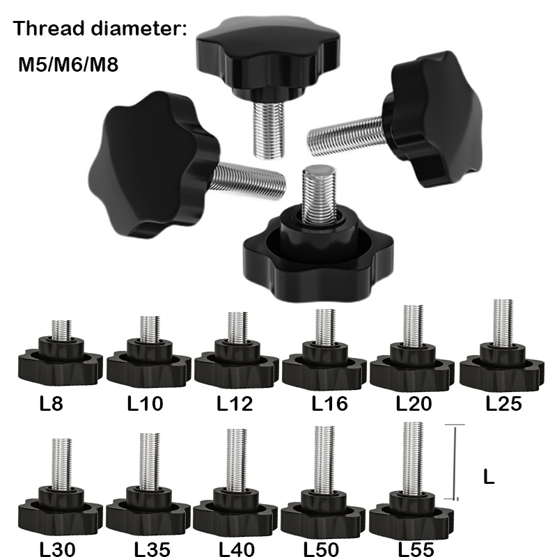 5pcs Star Shape Thread Screw Handle Set Bolt Bakelite Hand Knob ...