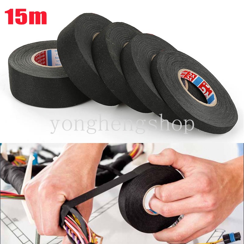 15M Heatresistant Adhesive Cloth Fabric Electrical Heat Tape Automotive Cable Tapes Harness