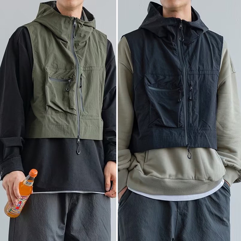 Hooded cargo vest hotsell