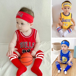 Newborn Baby Boys' Bodysuit # 24 Jersey Lakers Sleeveless Top+Hairband Two  Piece Set